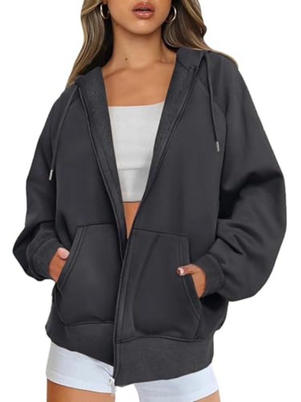🆕 Womens Zip Up Hoodies with Pockets Hooded Fleece Jacket Long Sleeve Casual
